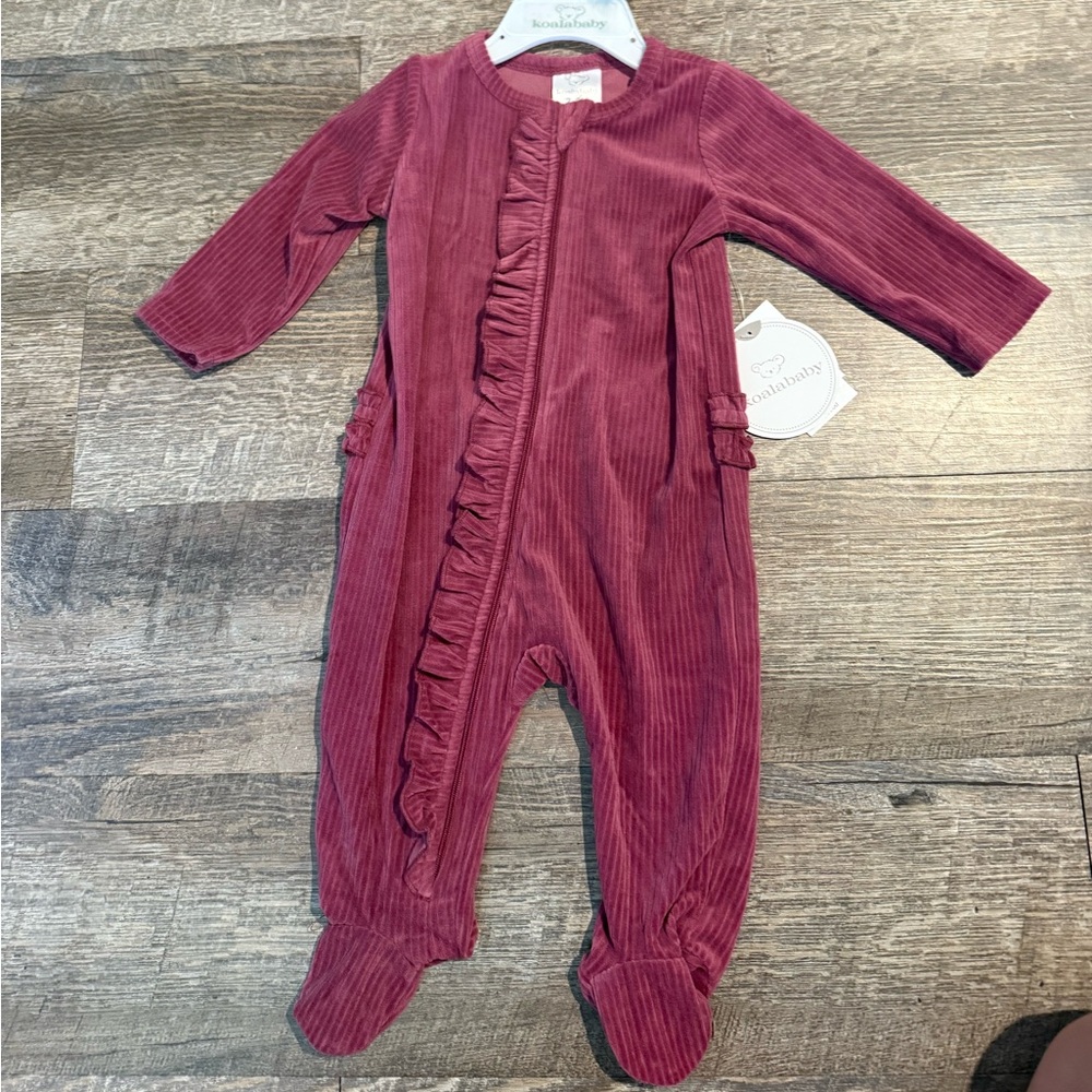 Koala Kids Burgundy Ruffled Footie